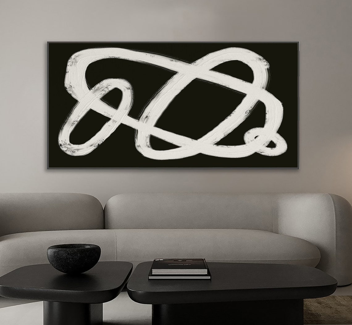 Black White Textured Wall Art Modern Abstract Painting Black White Minimalist Painting Black White Mural Painting White Textured Painting - Image 4