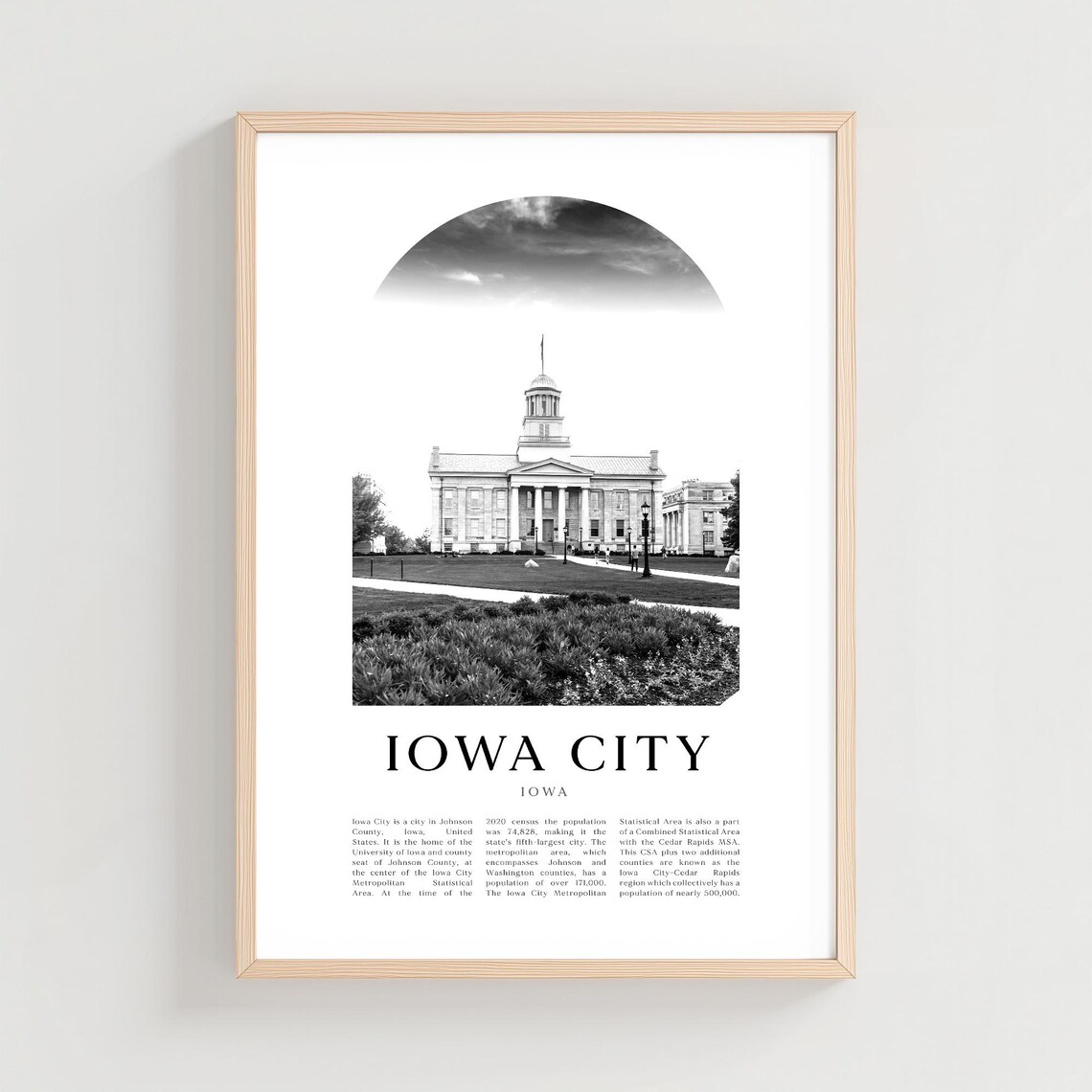 Iowa City Iowa Old Capitol Building Monochrome Photo Stately Poster