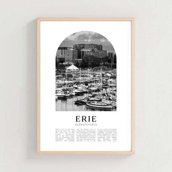 Erie Pennsylvania Black and White Harbor Marina Photo Poster