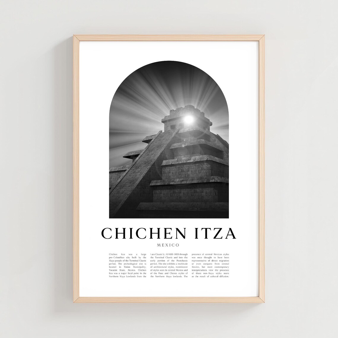 Chichen Itza Travel Poster Print Wall Art Mexico City Gift Decor Na193m