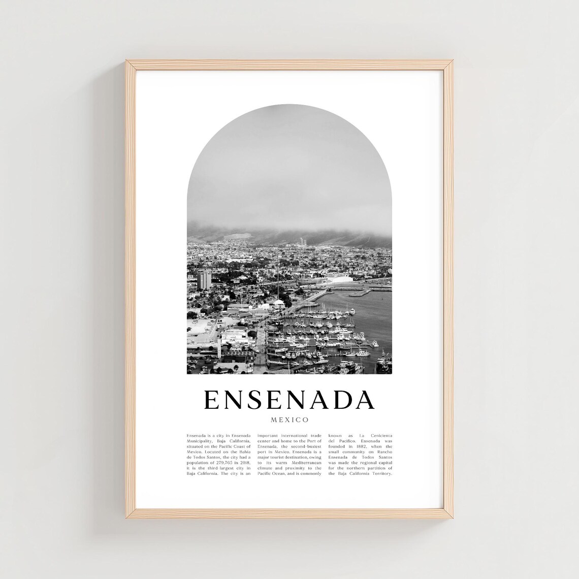 Ensenada Travel Poster Print Wall Art Mexico City Gift Decor Na215m
