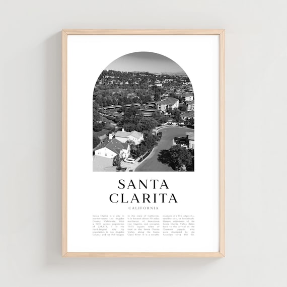 Santa Clarita California Suburb Aerial Black White Photo Poster
