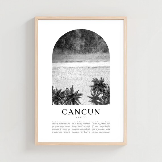 Cancun Travel Poster Print Wall Art Mexico City Gift Decor Na237m