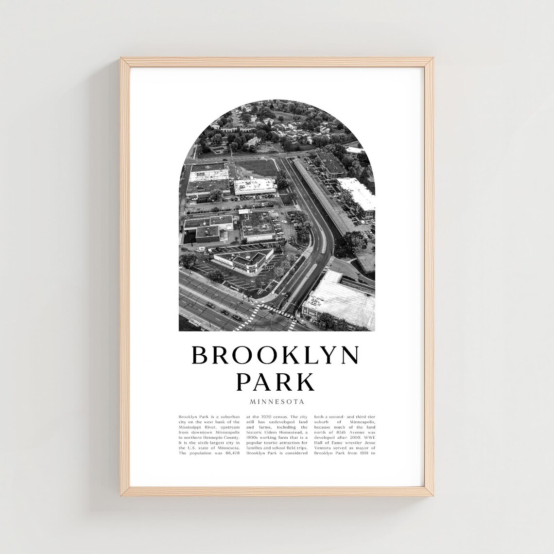 Brooklyn Park Minnesota Aerial Black White Photography Poster City Art