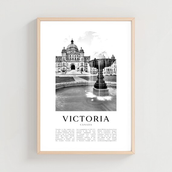 Victoria Canada Parliament Buildings Black and White Photo Poster Art