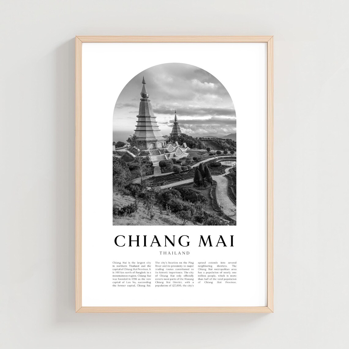 Chiang Mai Travel Poster Print, Thailand City Decor