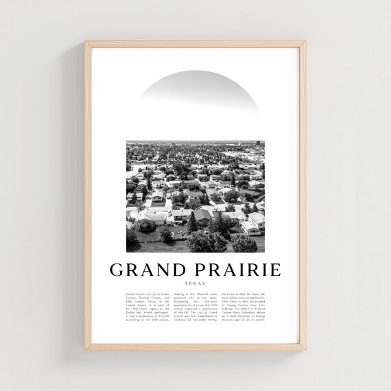 Grand Prairie Texas Suburban Aerial Black and White Photo Poster