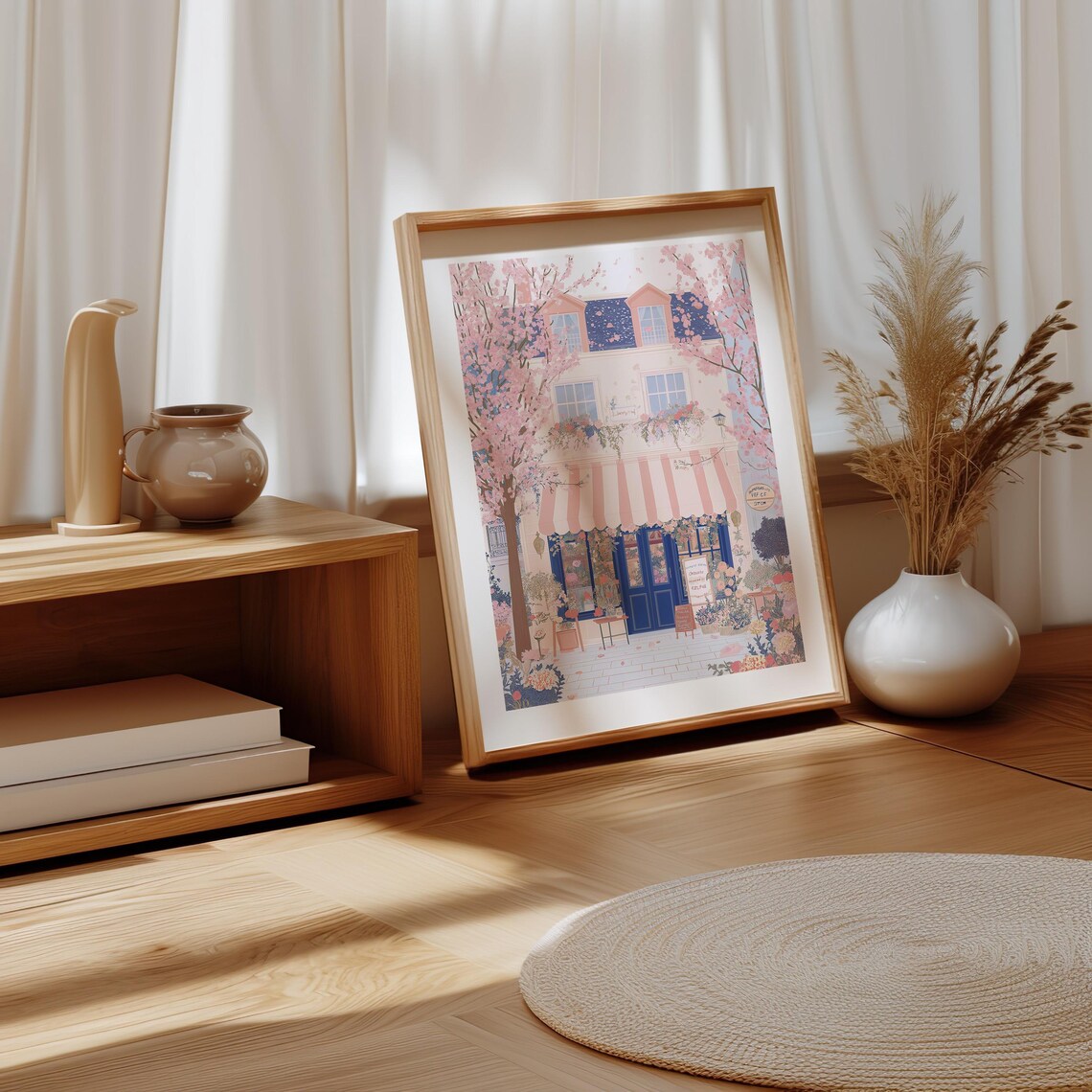 Blush Pink Flower Shop Storefront with Cherry Blossom Poster - Image 4