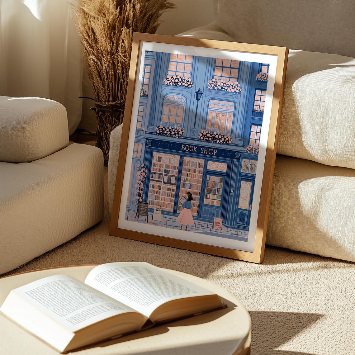 Blue Bookshop Storefront With A Woman Reader On Blossom Street Poster - Image 5