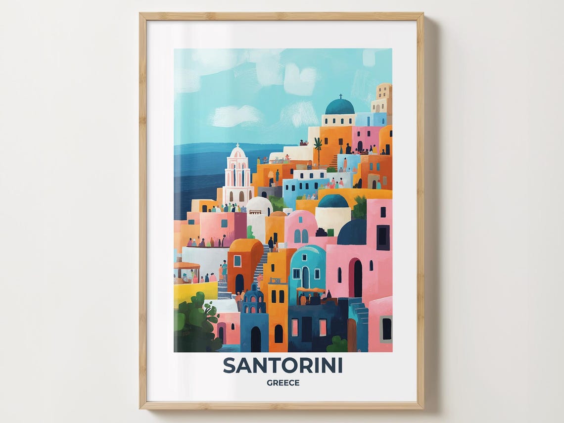 Santorini Travel Poster Santorini Poster Santorini Travel Print Santorini City Print Travel Print Travel Poster Santorini Wall Decor 019