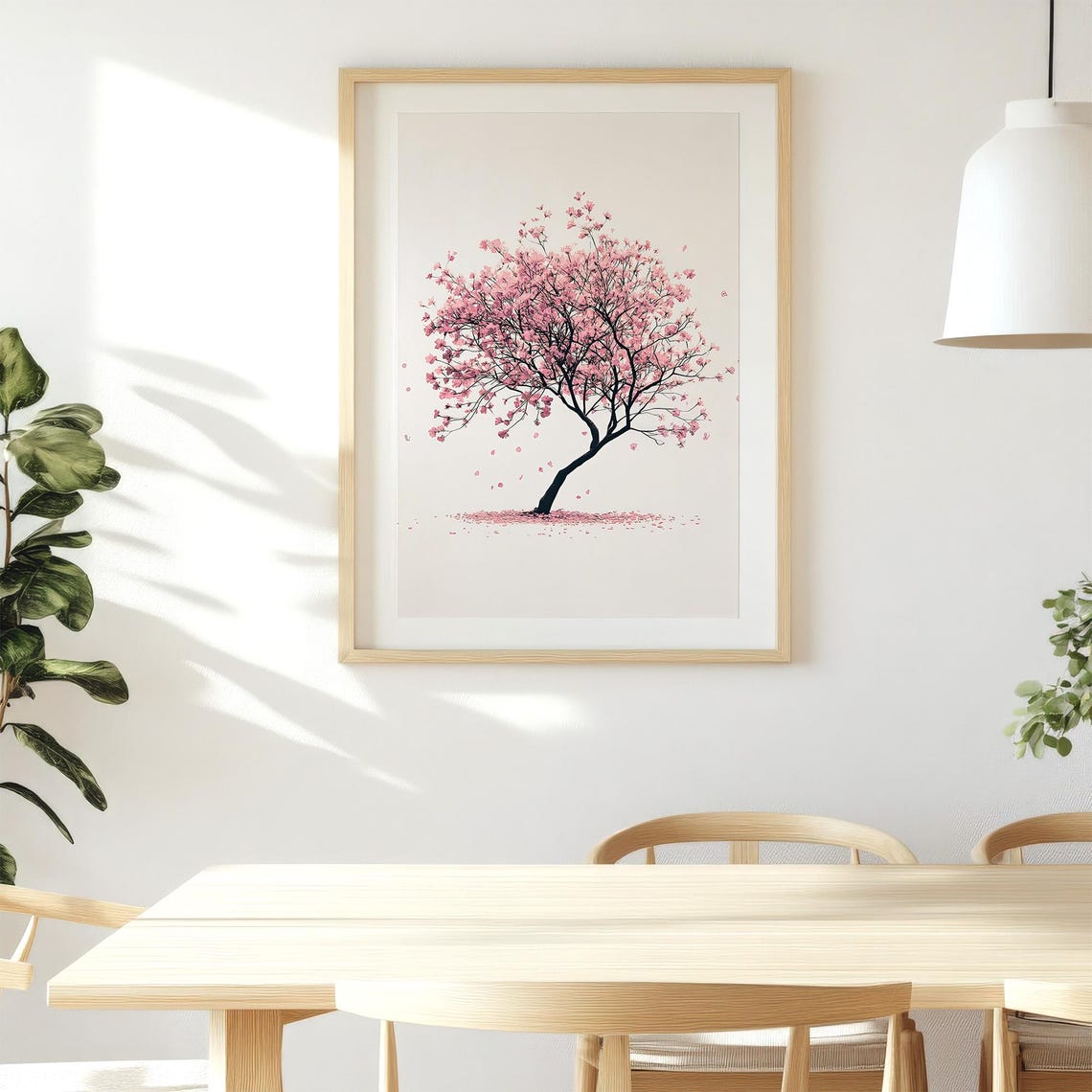 Pink Cherry Blossom Tree Minimalist Spring Flower Botanical Wall Art - Image 5