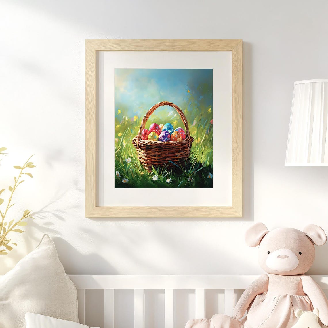 Easter Egg Basket Meadow Painting Cute Spring Holiday Poster - Image 4