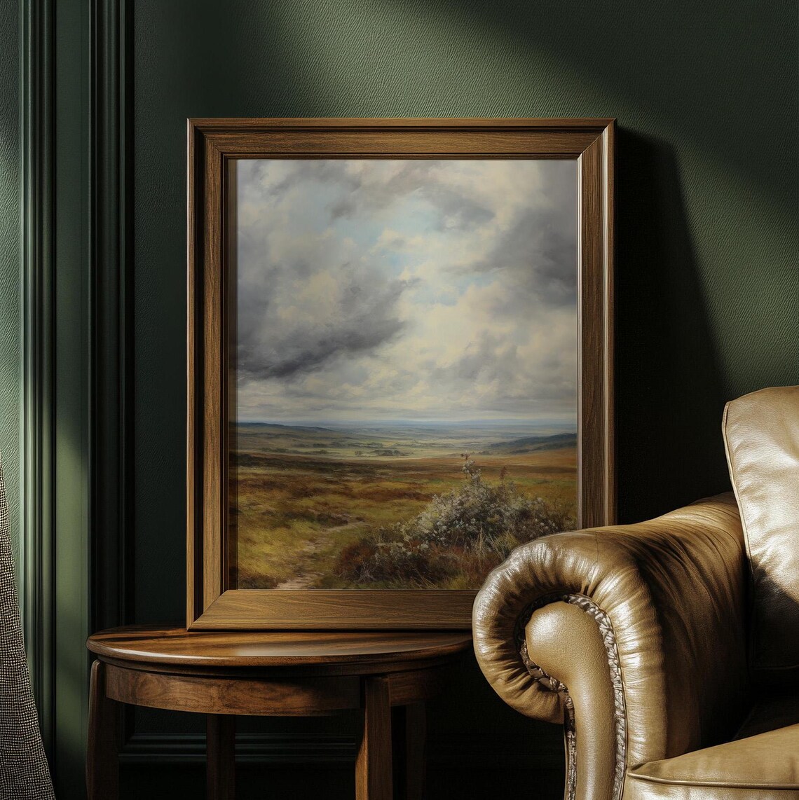 Serene Prairie Landscape Under Cloudy Sky Vintage Countryside Poster - Image 4