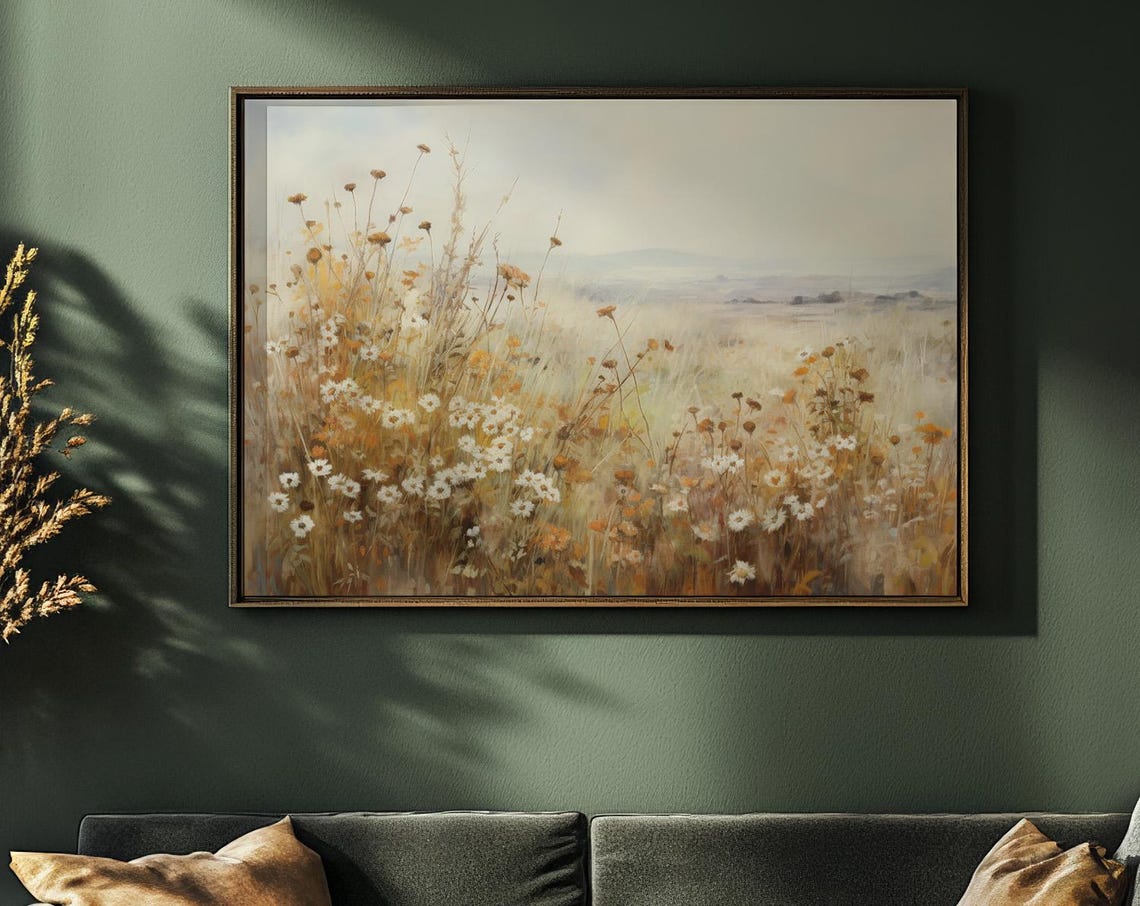 Vintage Autumn Wildflower Meadow Fall Botanical Landscape Art Poster - Image 3