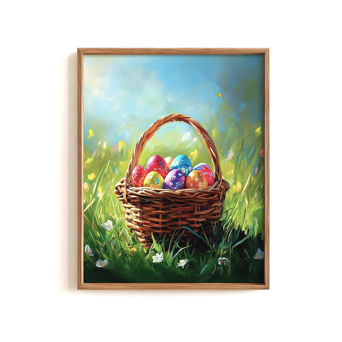 Spring Easter Decor Cute Easter Basket Eggs Painting Kids Bedroom Nursery Wall Art Instant Spring Holiday Poster - Image 2