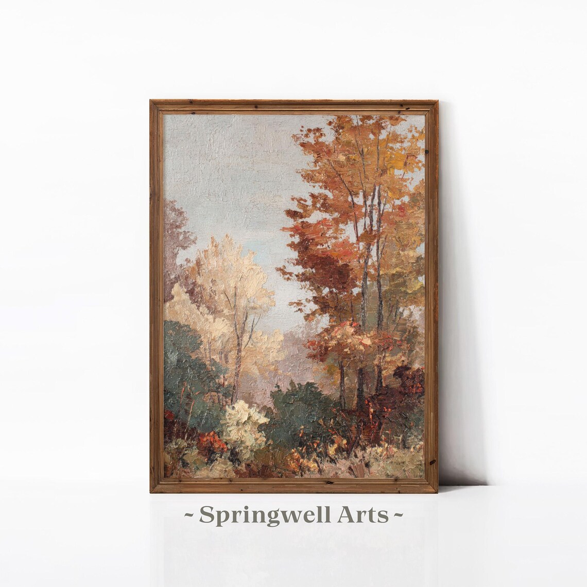 Fall Foliage Painting, Vintage Autumn Forest Art Print