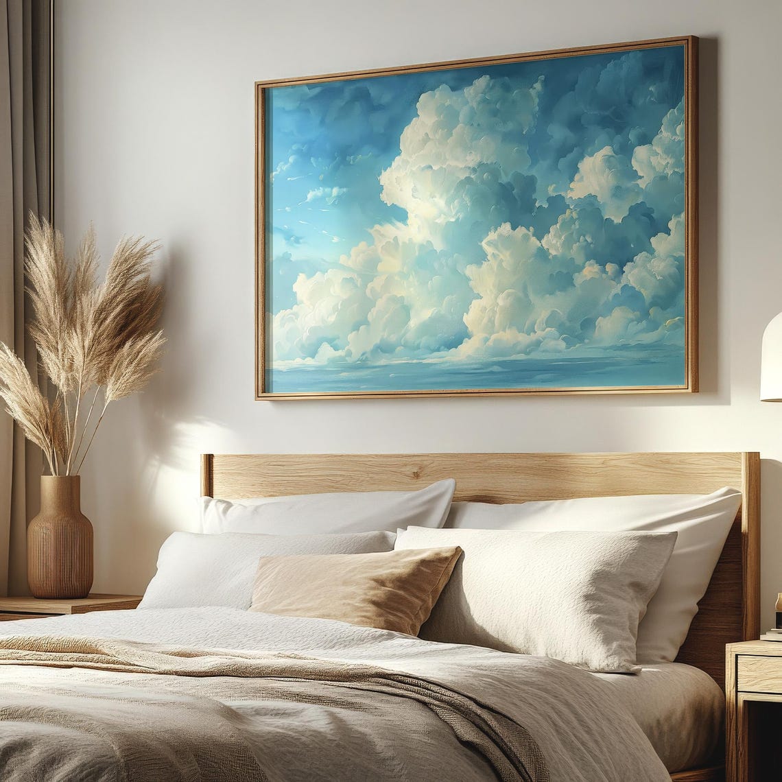 Blue Sky White Clouds Painting Dramatic Summer Sky Wall Decor Poster - Image 2