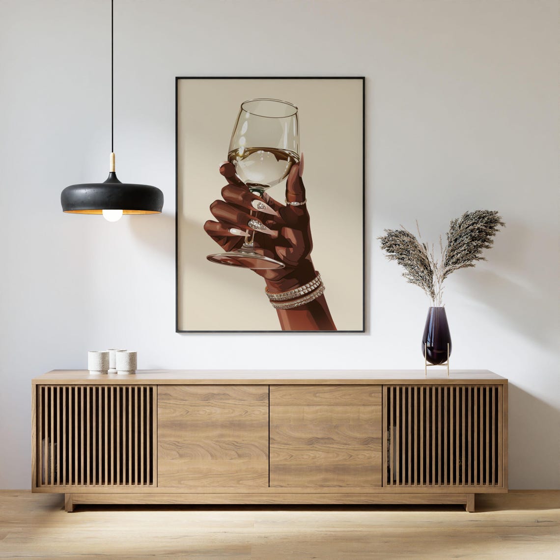 Wine Glass Toast Elegant Hand with Diamond Bracelets Art Poster - Image 6