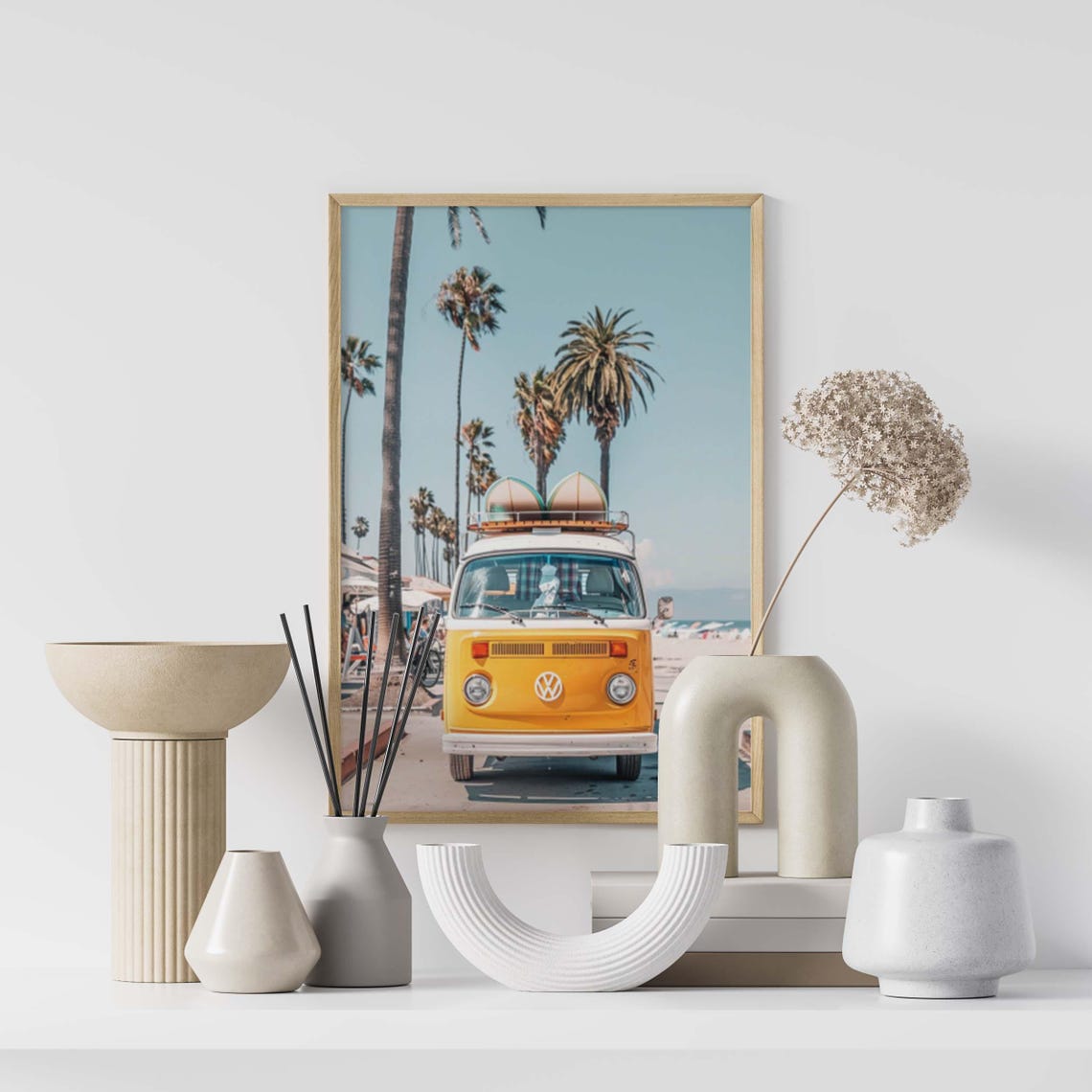 Surfing Van Art Surf Van Print Surf Van Poster Surf Van Boho Painting Beach Portrait Beach Gallery Decor Surf Van Rustic Print - Image 2