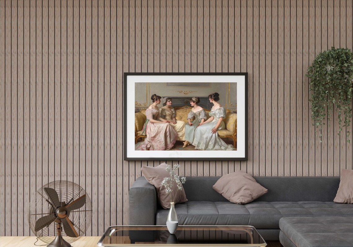 Four Victorian Ladies Chatting in Classic Oil Painting Poster - Image 3