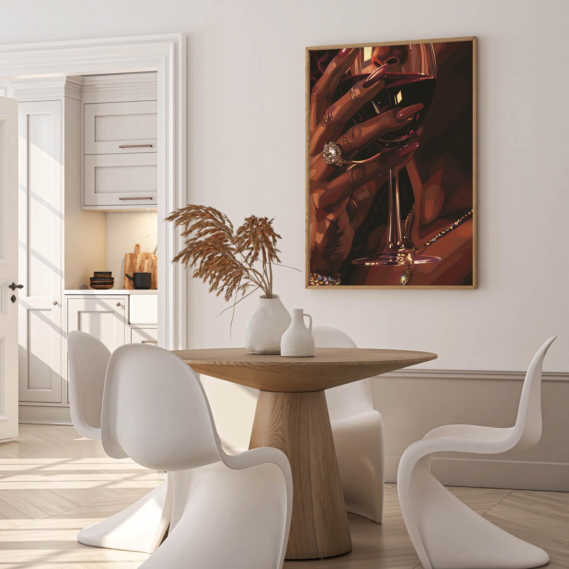 Black Women Wall Art Black Girl Wine Poster African Female Wine Painting African Feminine Rustic Decor Afrocentric Lady Cheers Portrait - Image 5