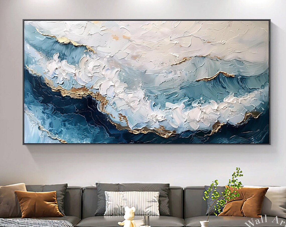 Modern Ocean Waves Impressionist Wall Art Print
