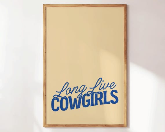 Long Live Cowgirls Southwestern Print Western Home Decor Girly Wall Art Retro Bar Cart Cowboy Neutral