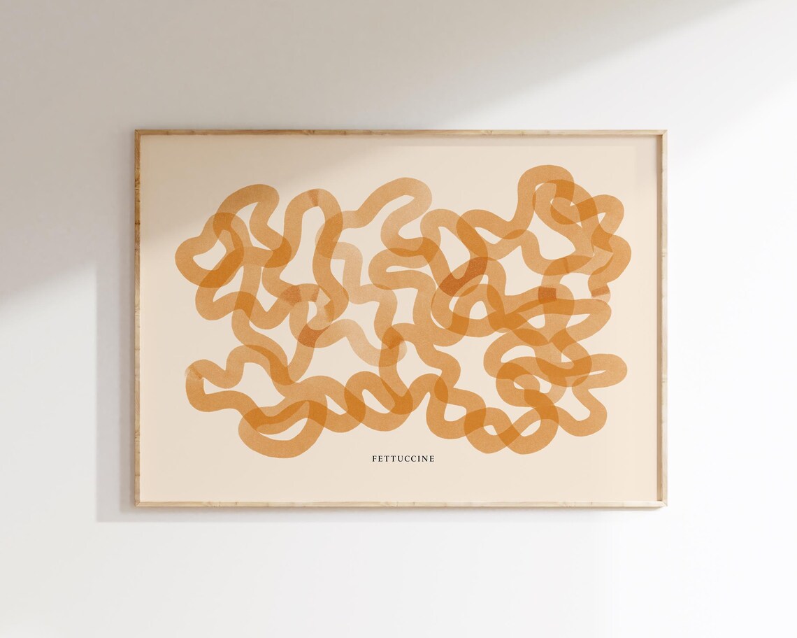 Fettuccine Abstract Pasta Lines Minimalist Italian Food Art Poster