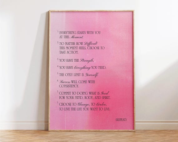 Everything Starts With You Affirmation Wall Art Spiritual Inspirational Quotes Cute Self Love Prints Girly Gifts For Apartment Decor