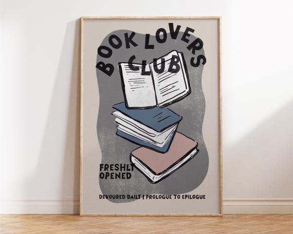Book Lovers Club Cute Art Trendy Decor For Nooks Apartments Bookworms Poster