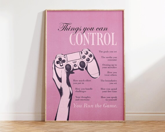 Things You Can Control Pink Gamer Mental Health Quote Poster