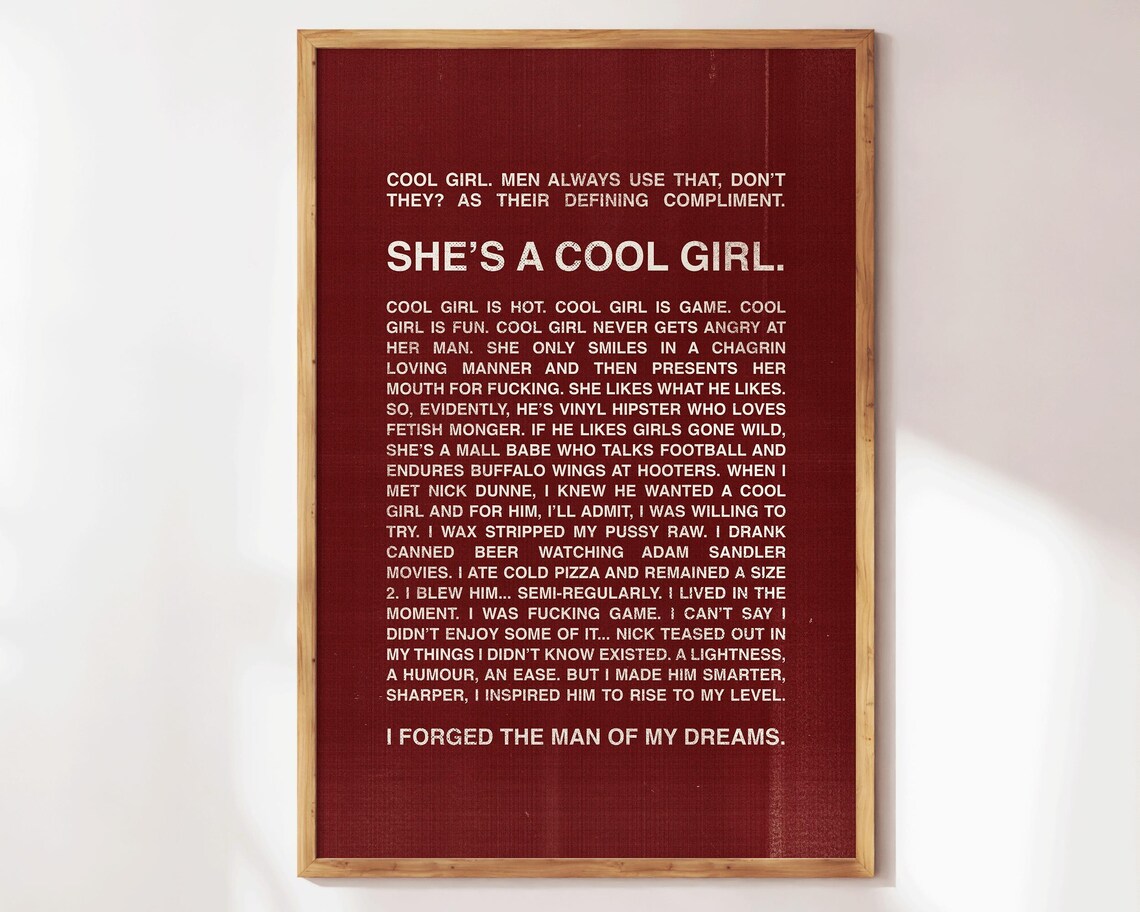 She's a Cool Girl Gone Girl Monologue Quote Typography Poster