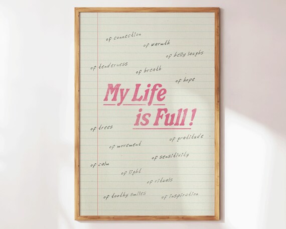 My Life Is Full Gratitude Affirmation Vintage Notebook Poster