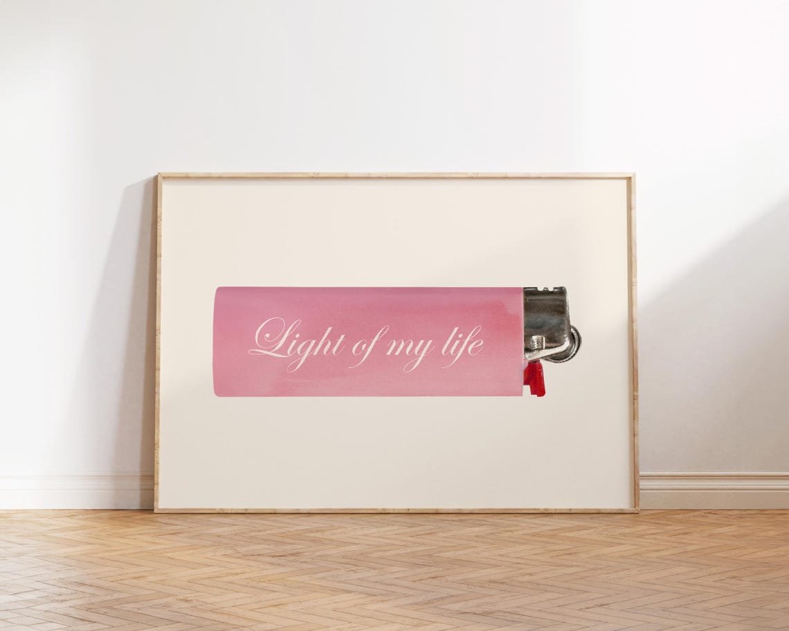 Light of My Life Pink Lighter Romantic Script Typography Poster
