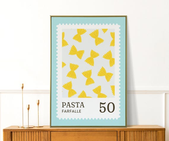 Kitchen Prints Pasta Farfalle Painting Cute Wall Art And Modern Italian Food Canvas Home Gifts Decor