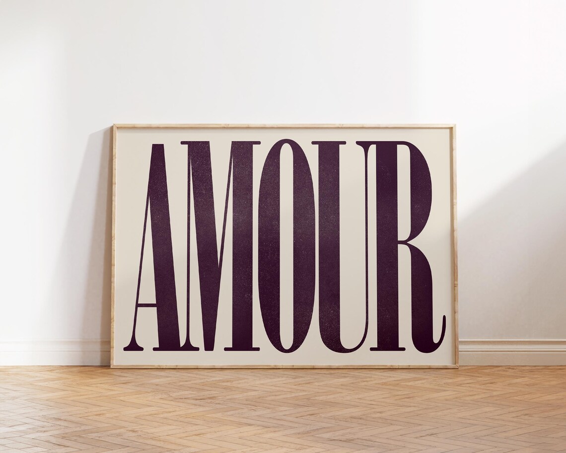 Amour French Love Giant Serif Typography Minimalist Wall Poster