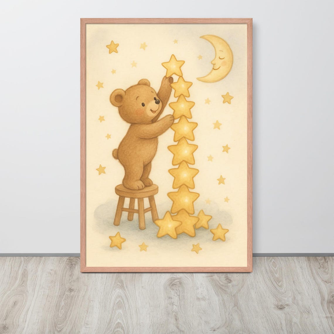 Teddy Bear Reaching Stars, Baby Nursery Decor - Image 3