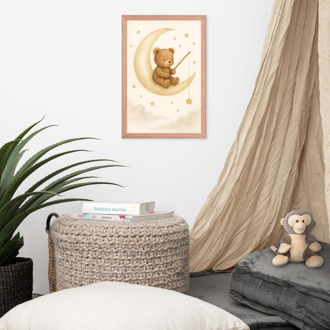 Teddy Bear Moon Fishing, Baby Nursery Decor - Image 4