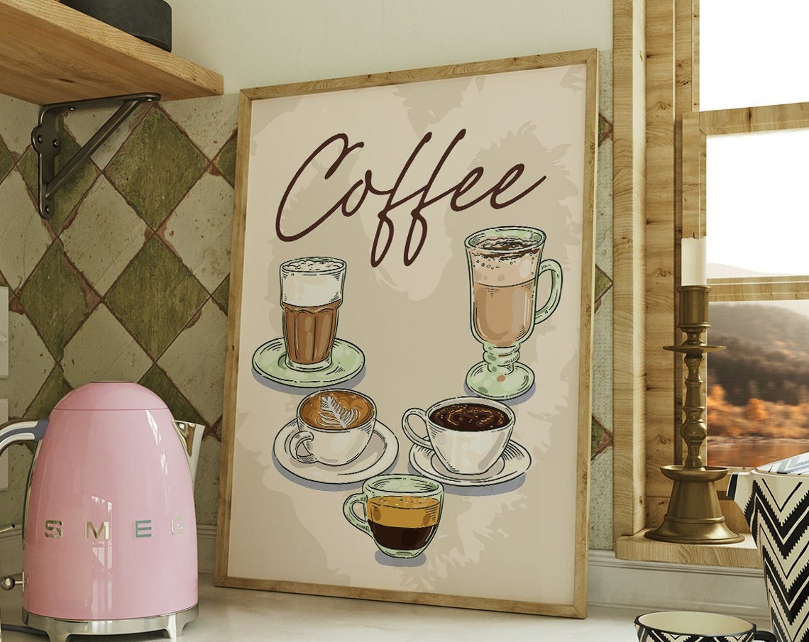 Coffee Bar Wall Art Boho Minimalist Prints Modern Art Bohominimalistdecor Trendy Coffee Art File