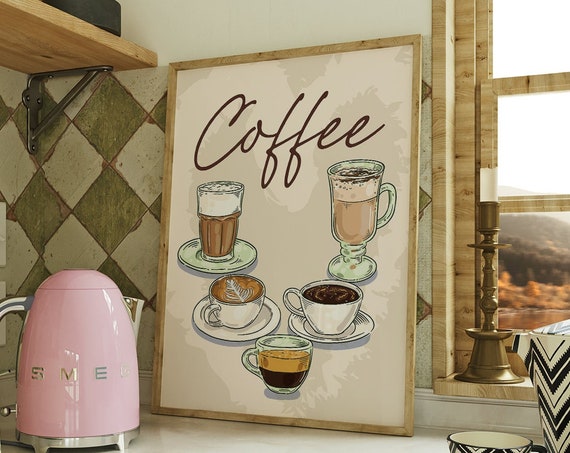 Coffee Bar Wall Art Boho Minimalist Prints Modern Art Bohominimalistdecor Trendy Coffee Art File