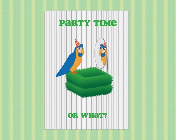 Funny Birthday Card Colourful Parrot Art
