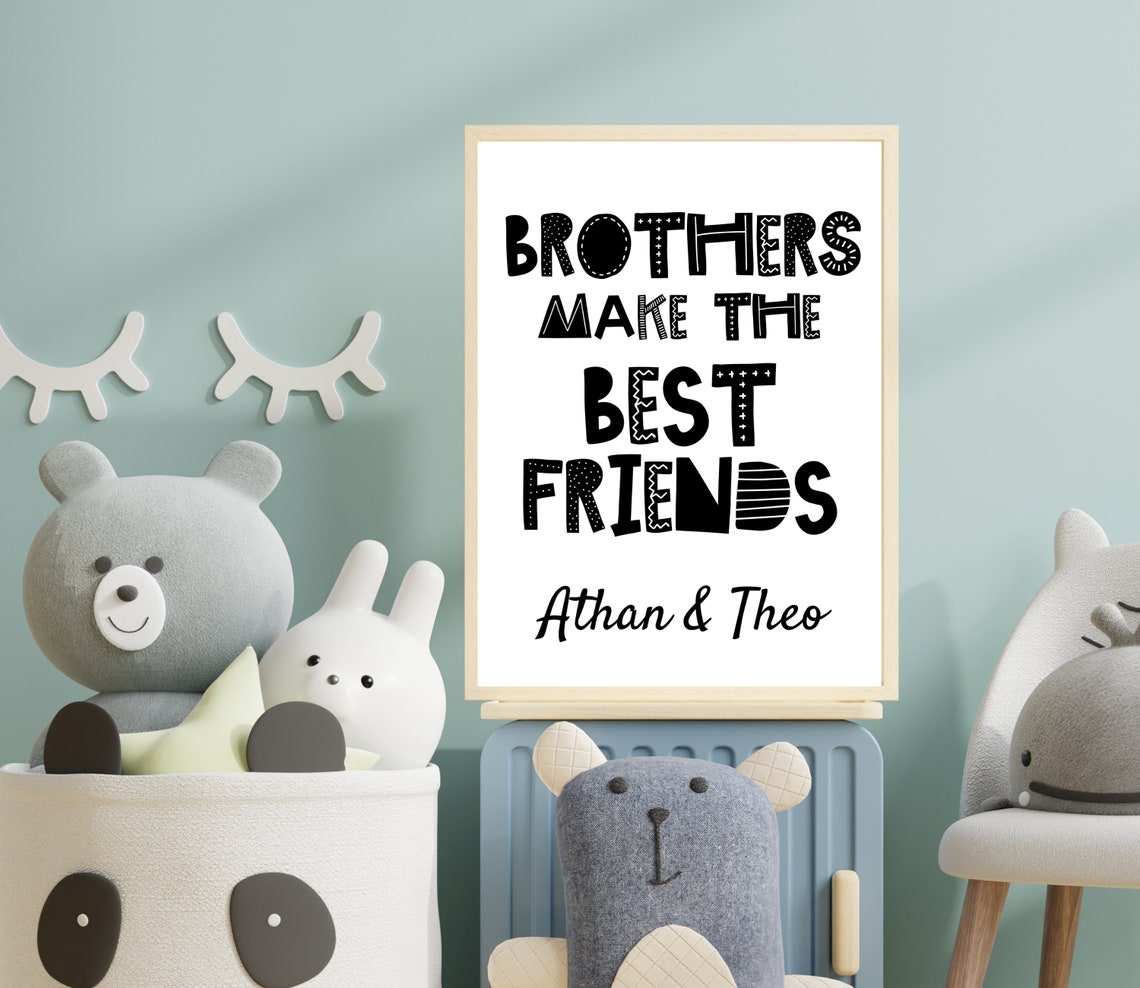 Personalised Brothers Best Friends Quote Miles Arlo Nursery Poster - Image 2