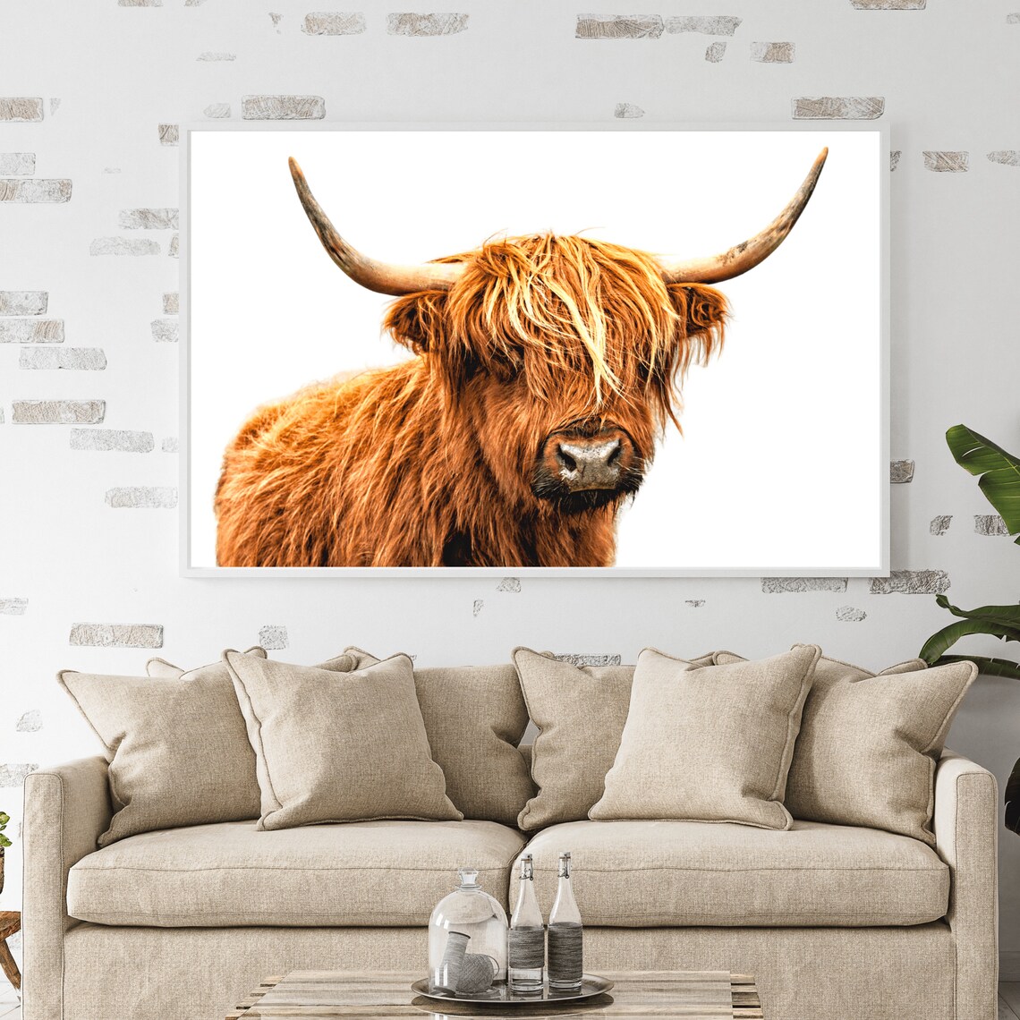 Highland Cow Portrait Close Up Rustic Brown Farmhouse Photo Poster - Image 2