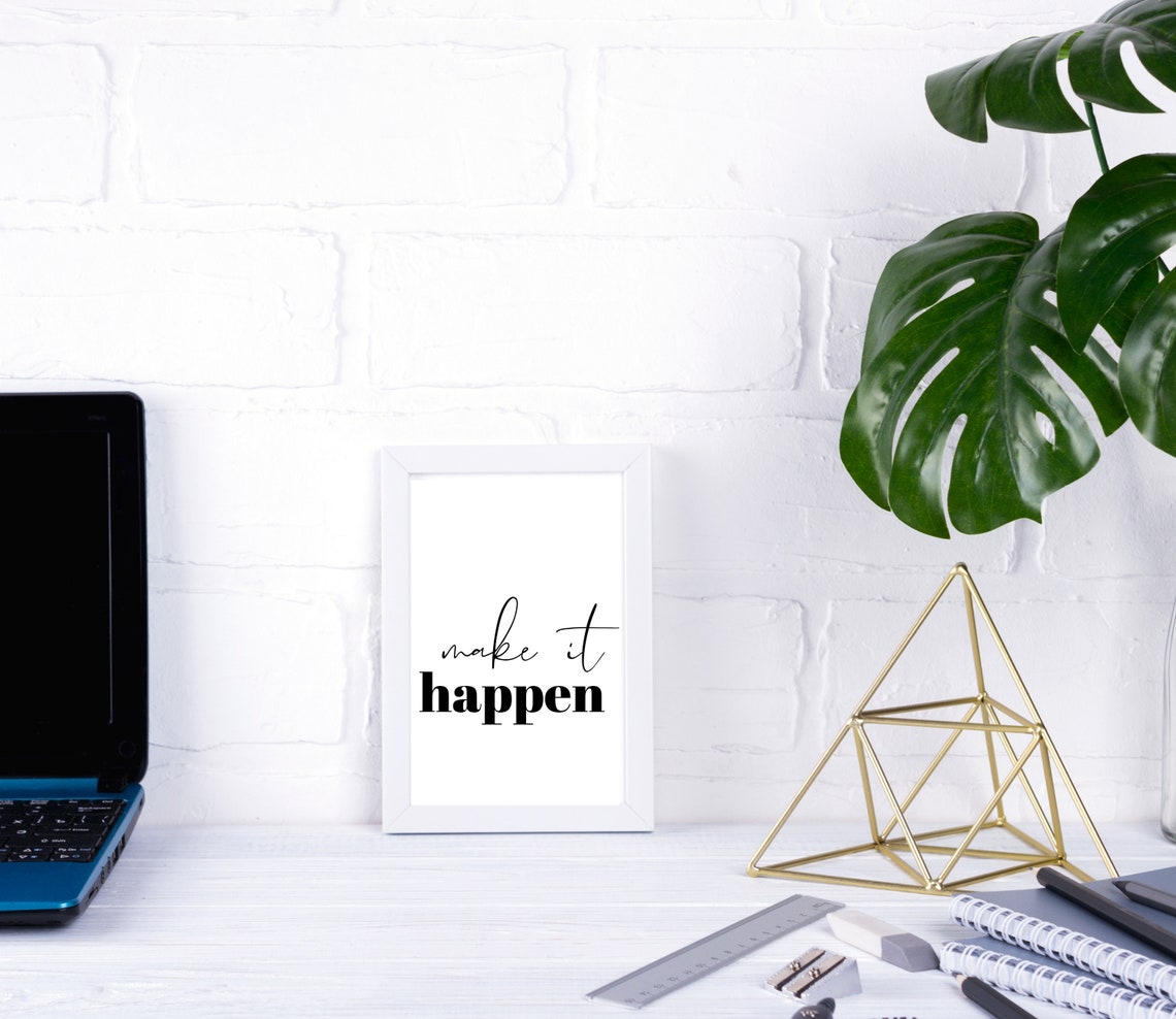 Make It Happen Daily Script Serif Bold Motivational Quote Wall Poster - Image 3