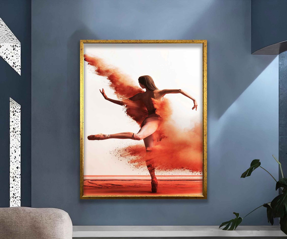 Ballerina Dancing Red Powder Cloud Motion Dance Art Photography Poster - Image 5