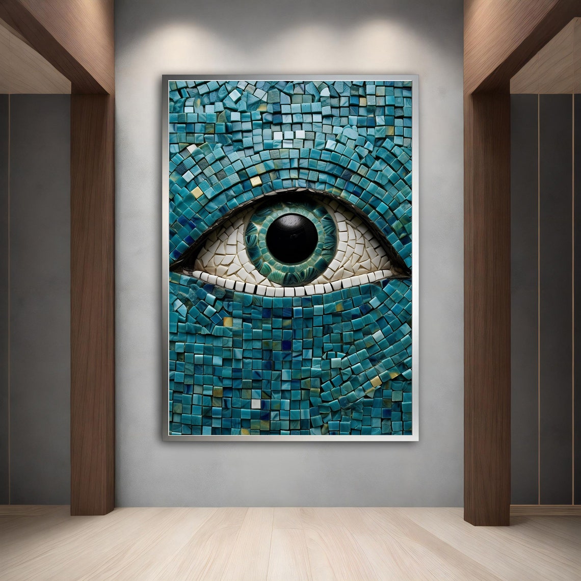 Blue Eye Mosaic Tile Teal Waters Close Up Surreal Modern Art Poster - Image 5