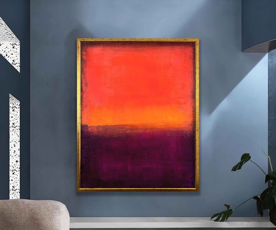 Fiery Orange Red Purple Gradient Abstract Modern Wall Art Poster - Image 3