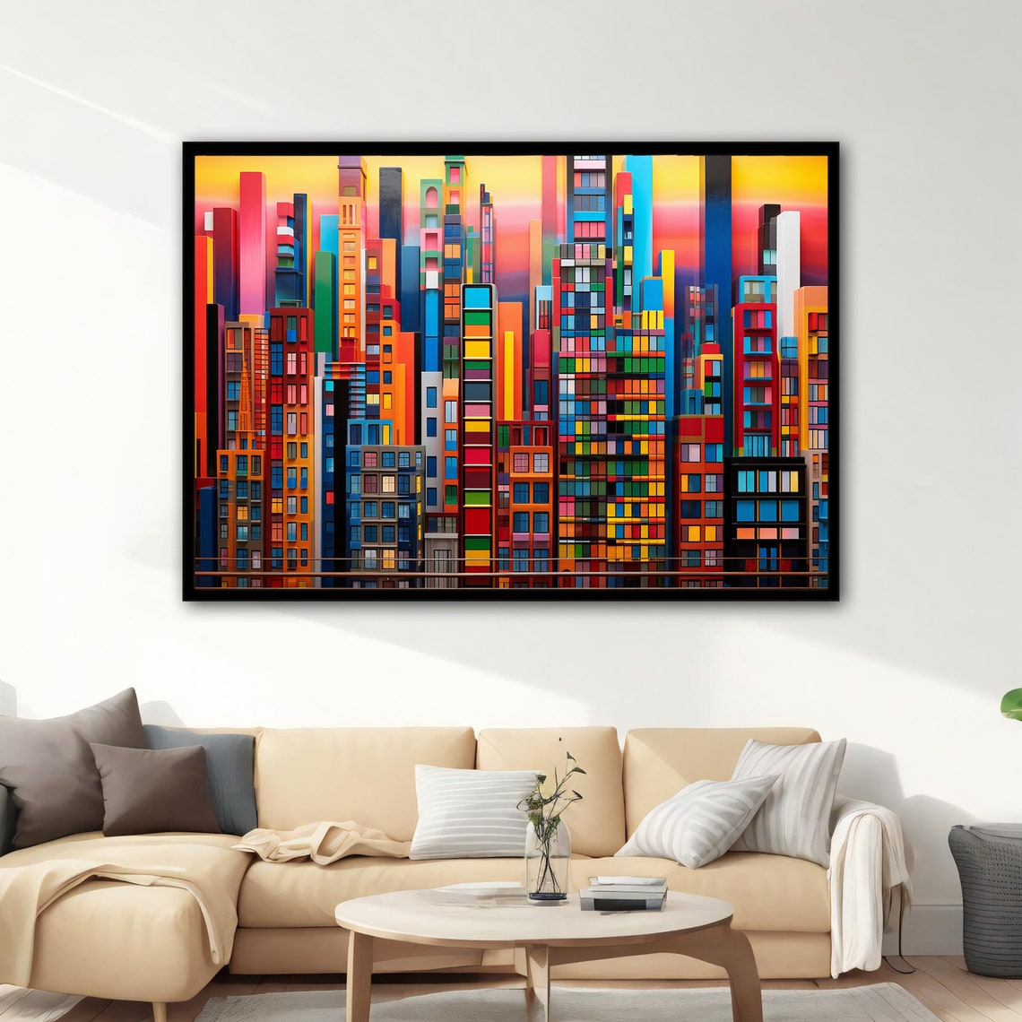 Colorful City View City View Wall Art Colorful City Landscape City Landscape Print City Landscape Poster - Image 4