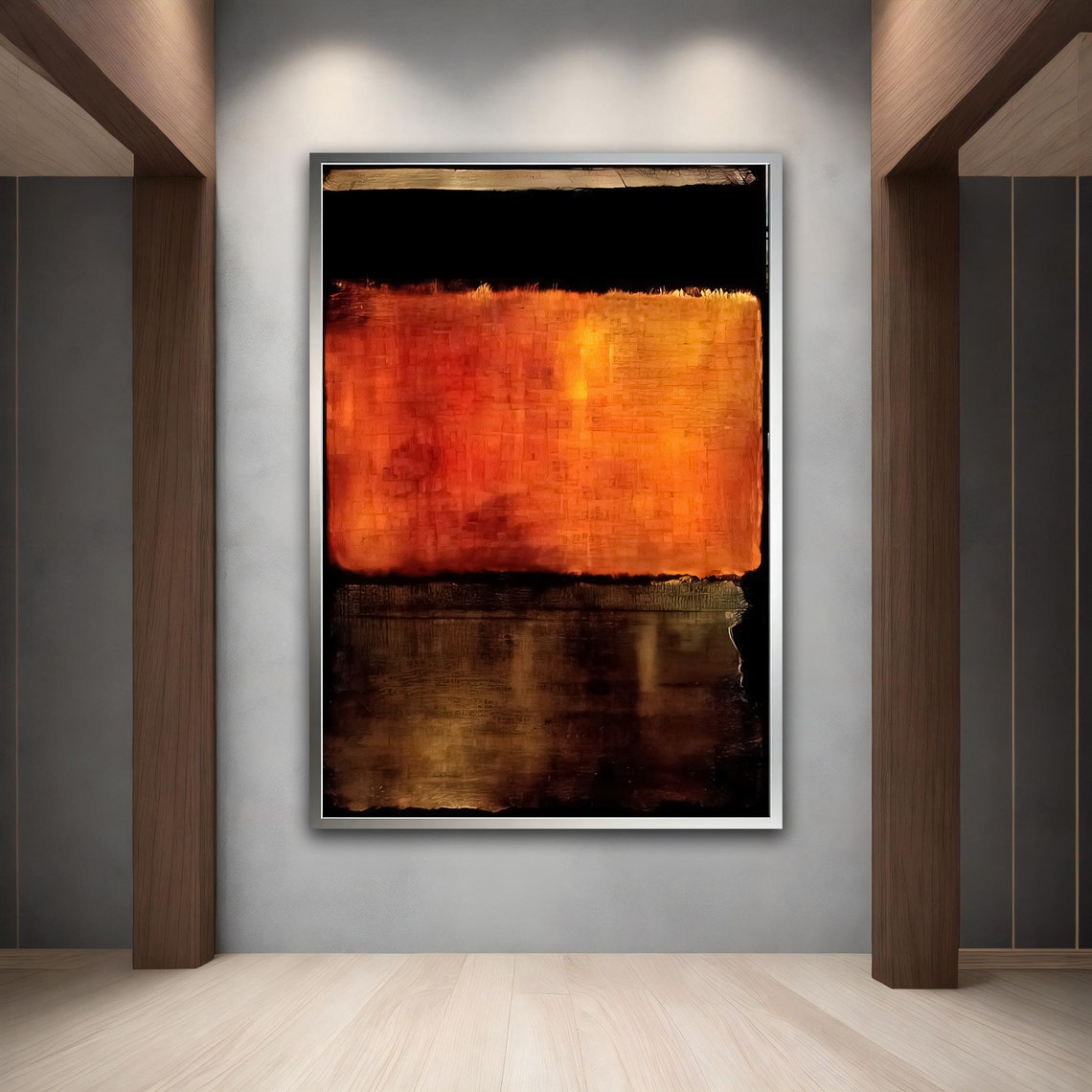 Burnt Orange Black Abstract Color Field Bold Modern Wall Art Poster - Image 5