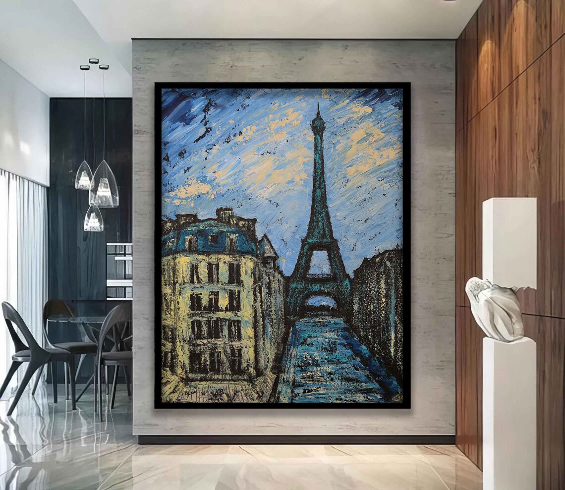 Paris Eiffel Tower Street View Impasto Oil Painting Style Poster - Image 3